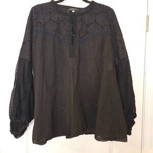 Andrew GN women's cotton lace blouse size 44 (EU) made in France